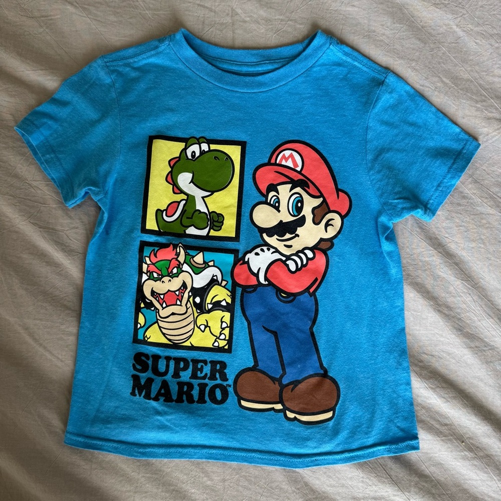 Nintendo Super Mario & Bowser Tee – Kids XS (4/5) – Blue